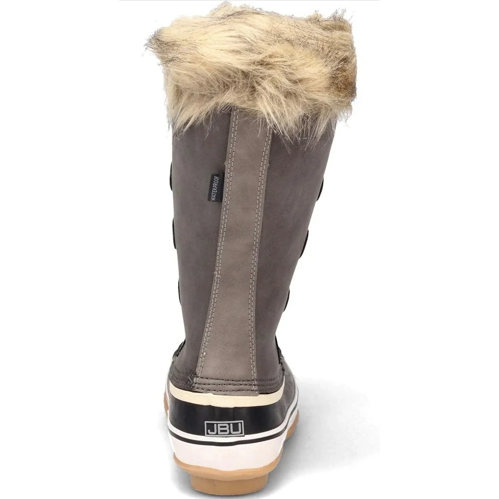 JBU by Jambu Ella Women 7 Dark Grey Waterproof Faux Fur Tall Winter Duck Boots